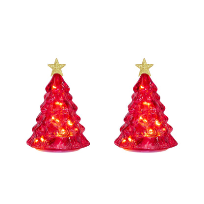 6 in. Twinkling Glass Trees - Red - Mr. Christmas