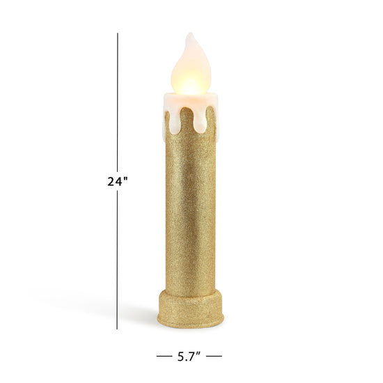 24" Set of 2 Blow Mold Candles - Gold