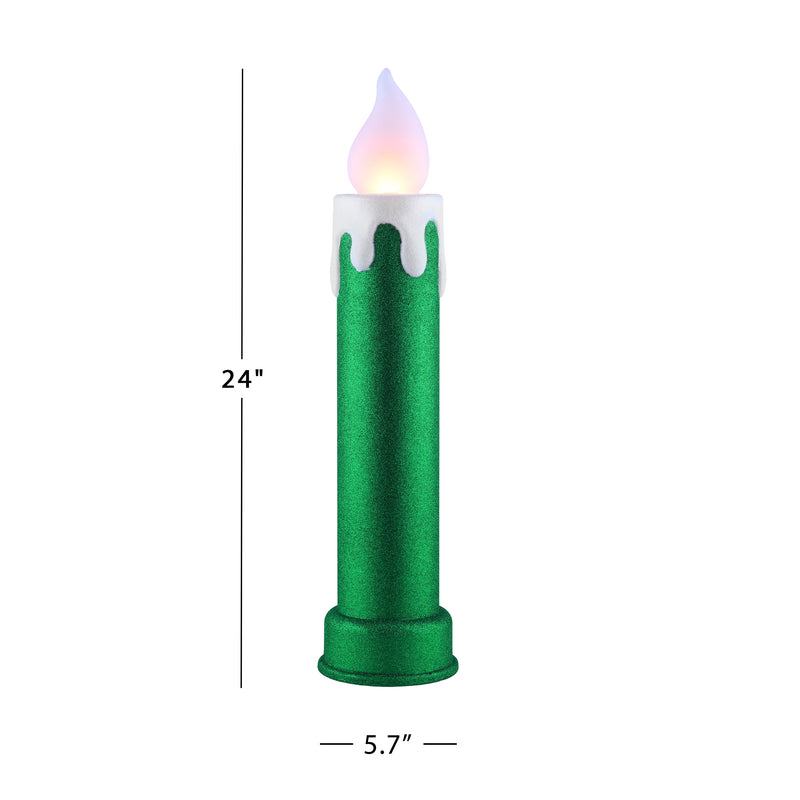 24" Set of 2 Blow Mold Candles - Green
