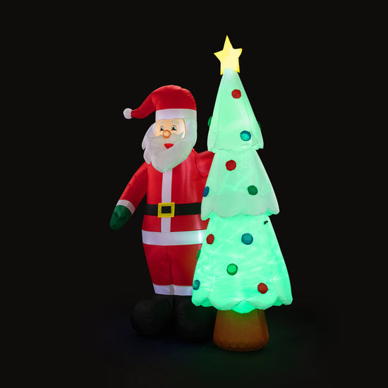 7 ft. Outdoor Lit Inflatable - Santa and Tree - Mr. Christmas