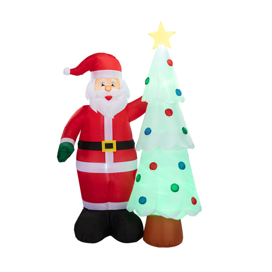 7 ft. Outdoor Lit Inflatable - Santa and Tree - Mr. Christmas