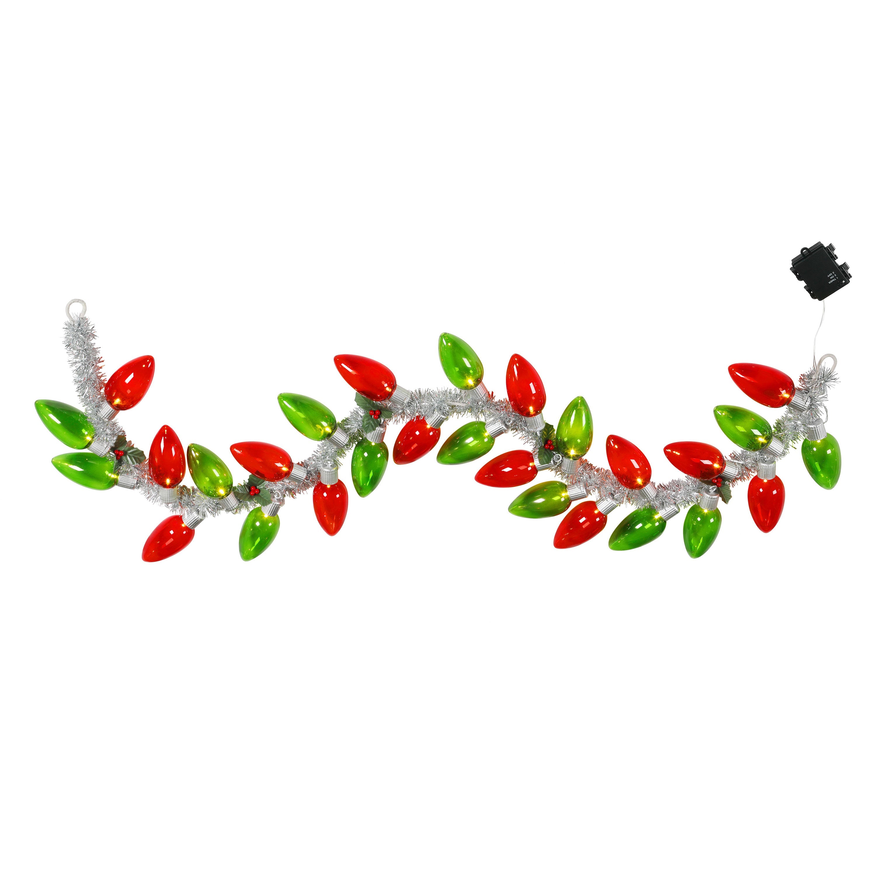 70 in. Retro C9 Bulb Garland - Red and Green - Mr. Christmas
