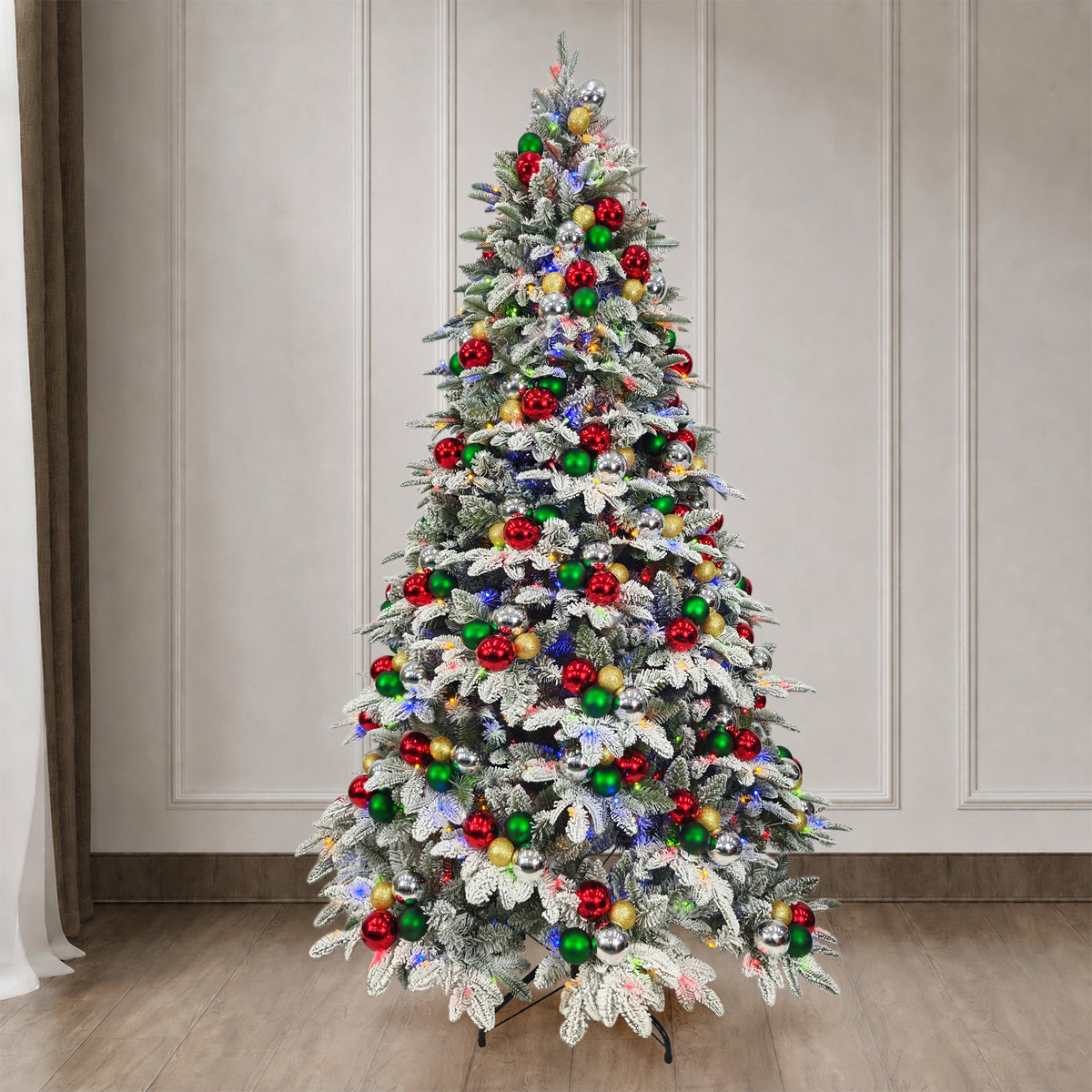 7.5 ft. Pre-Decorated Artificial Tree - Red and Green - Mr. Christmas