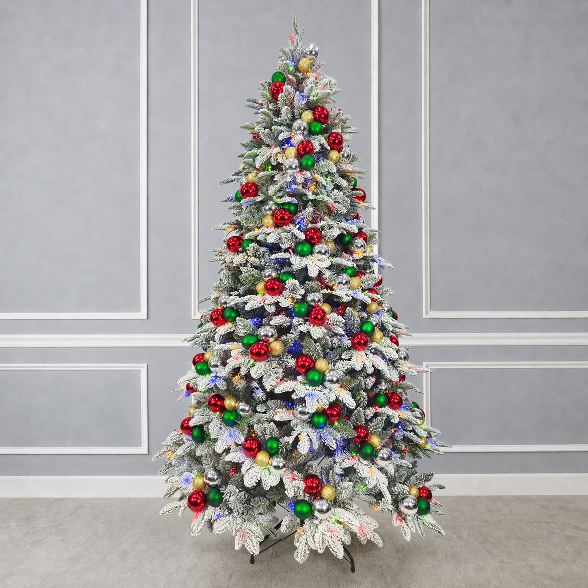 7.5 ft. Pre-Decorated Artificial Tree - Red and Green - Mr. Christmas