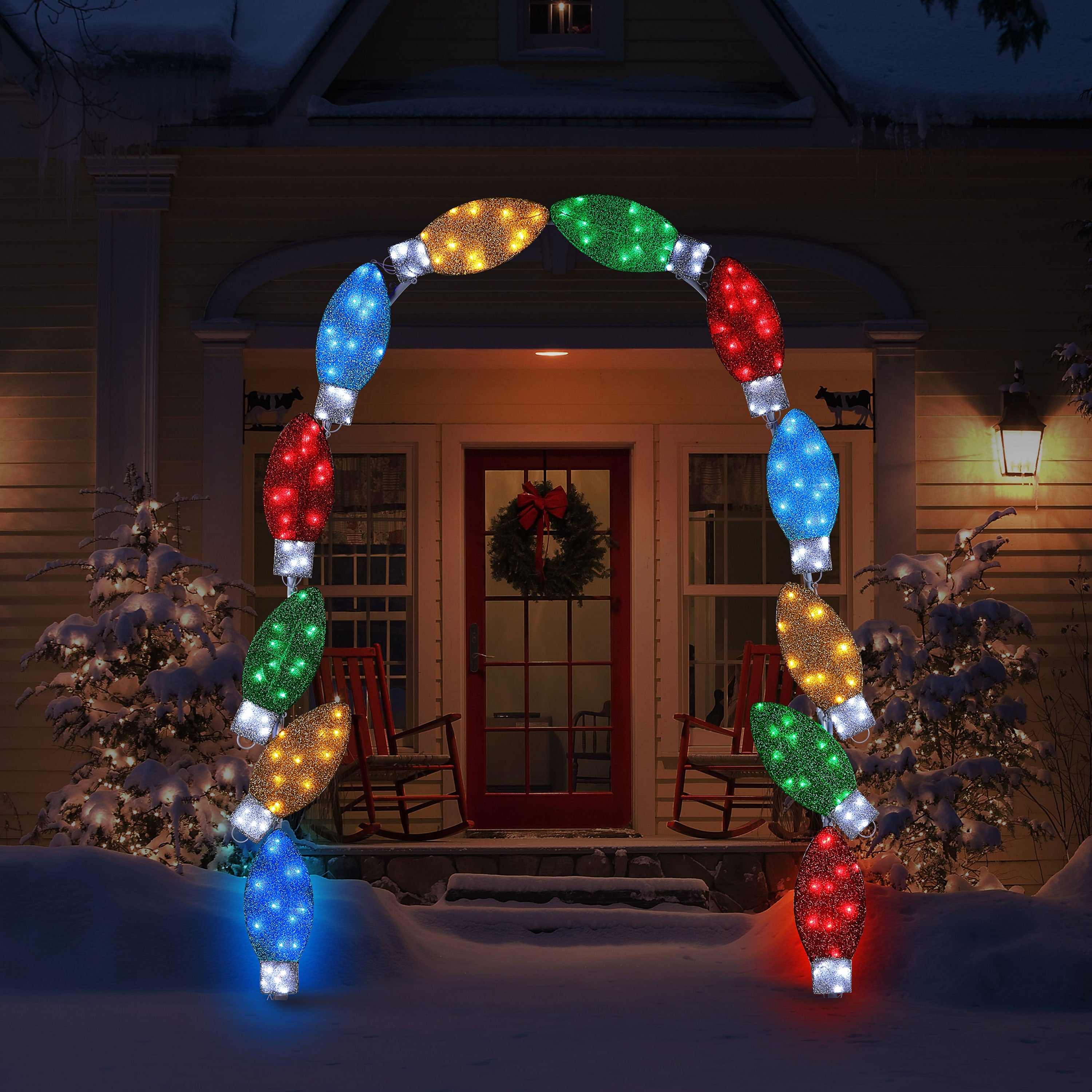 ❁⃘*.゜☆スマイルW☆❁⃘*.゜すのチル 8 ft. Illuminated Tinsel C9 Bulb Arch – Mr. Christmas