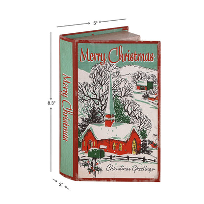 8 in. Vintage Storage Books - Church and Santa - Mr. Christmas