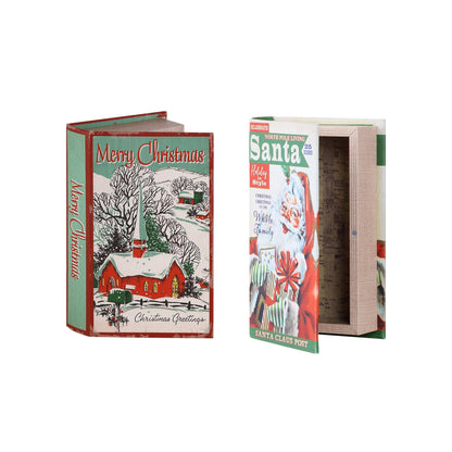 8 in. Vintage Storage Books - Church and Santa - Mr. Christmas