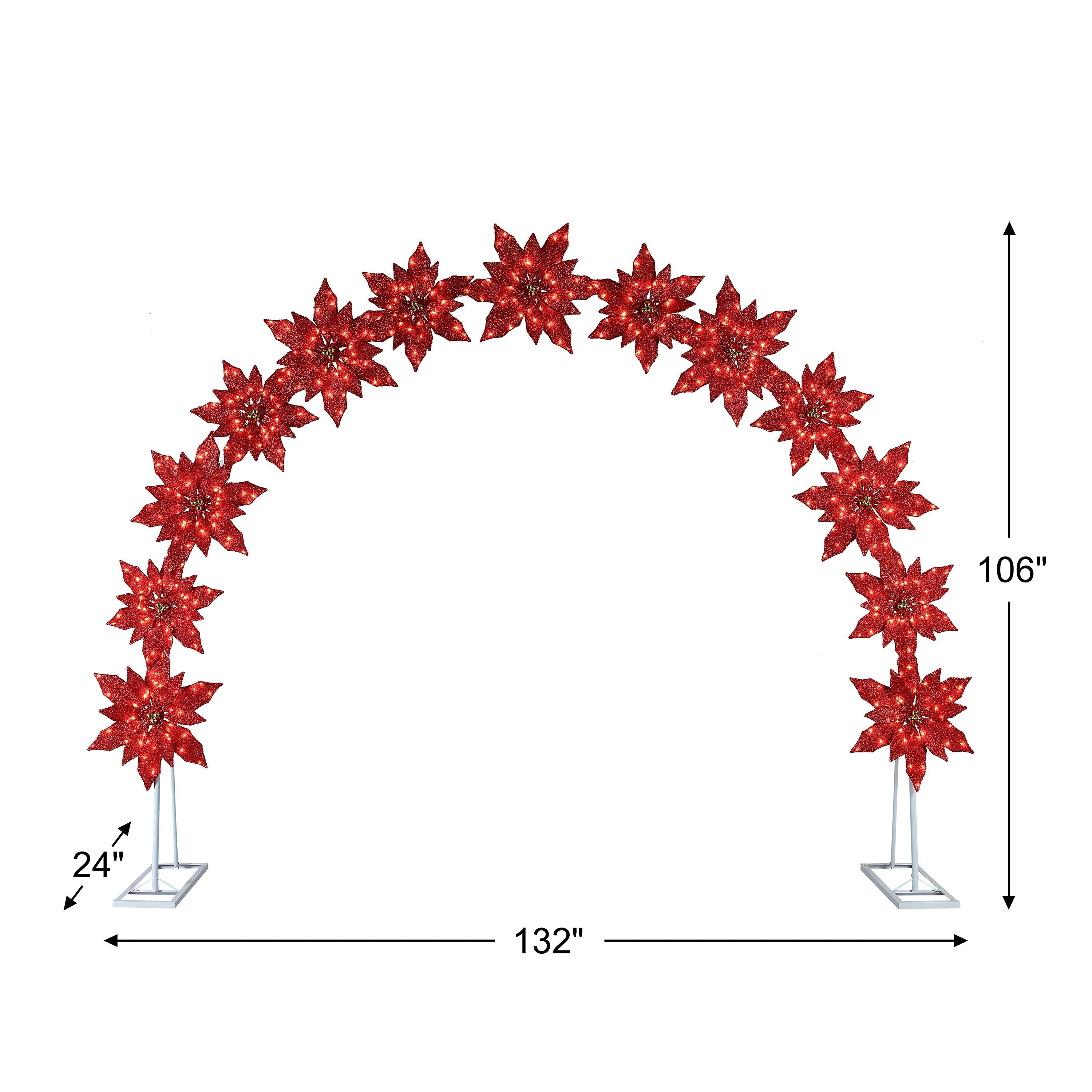 8.5 ft. Twinkling LED Poinsettia Arch - Thumbnail 5