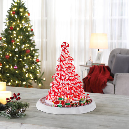 9 in. Peppermint Tree with Train - Mr. Christmas