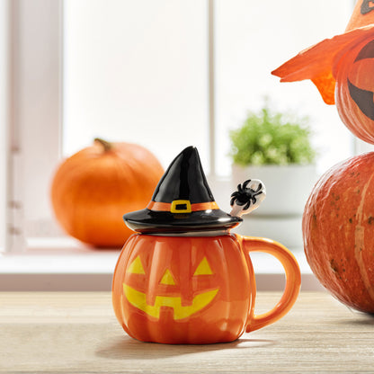 18 oz. Jack-O-Lantern Lidded Mug with Spoon