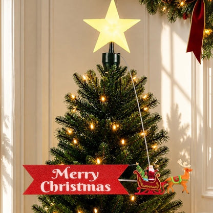 Animated Sleigh Tree Topper with Banner - White Santa - Mr. Christmas