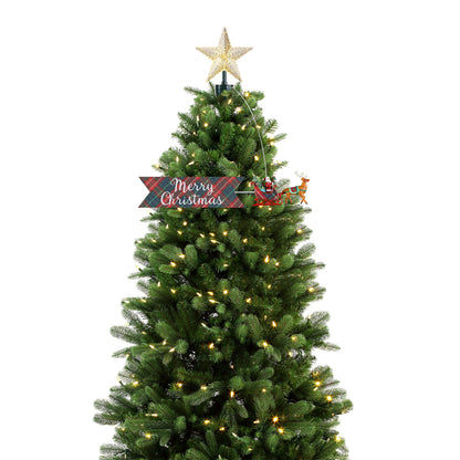 Animated Tree Topper-Santa Sleigh with Plaid Banner - Mr. Christmas