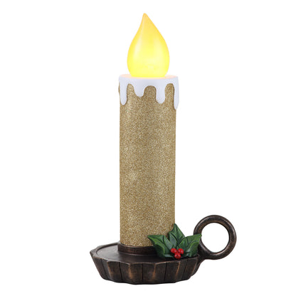 Lit 10 in. Chamberstick Candle - Glitter Gold - Mr. Christmas