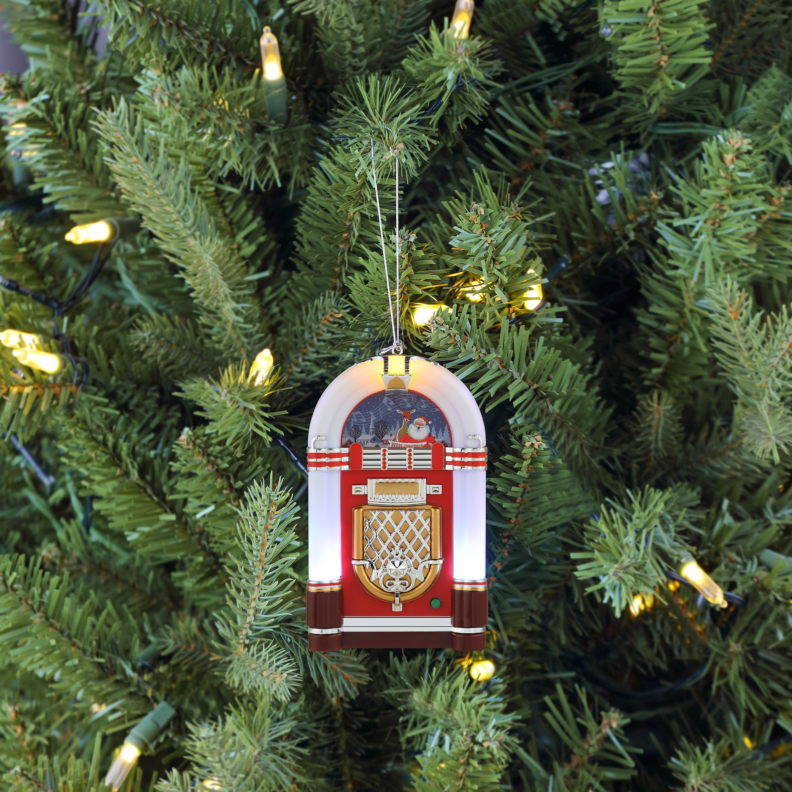 Mini Jukebox Ornament - White - Mr. Christmas