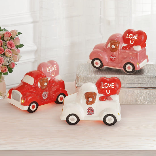 Miss Valentine Set of 3 Ceramic Miniature Trucks - Mr. Christmas