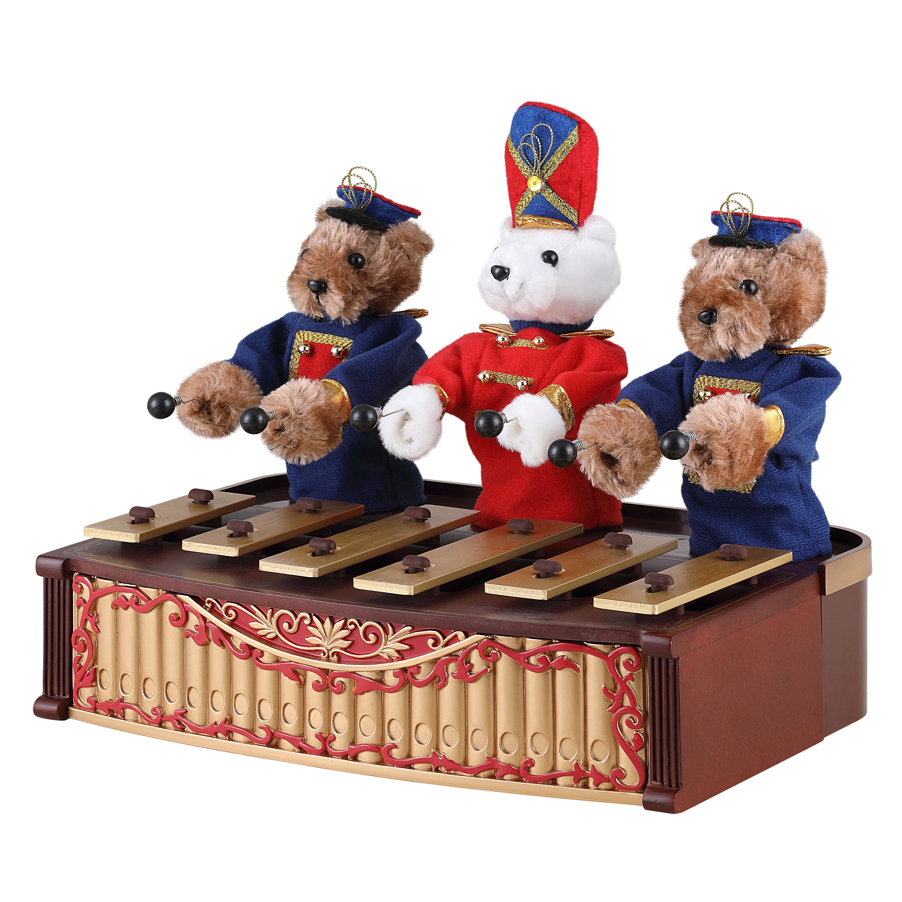 Alt view of Mr. Christmas Animated Bandstand Bears playing their xylophone