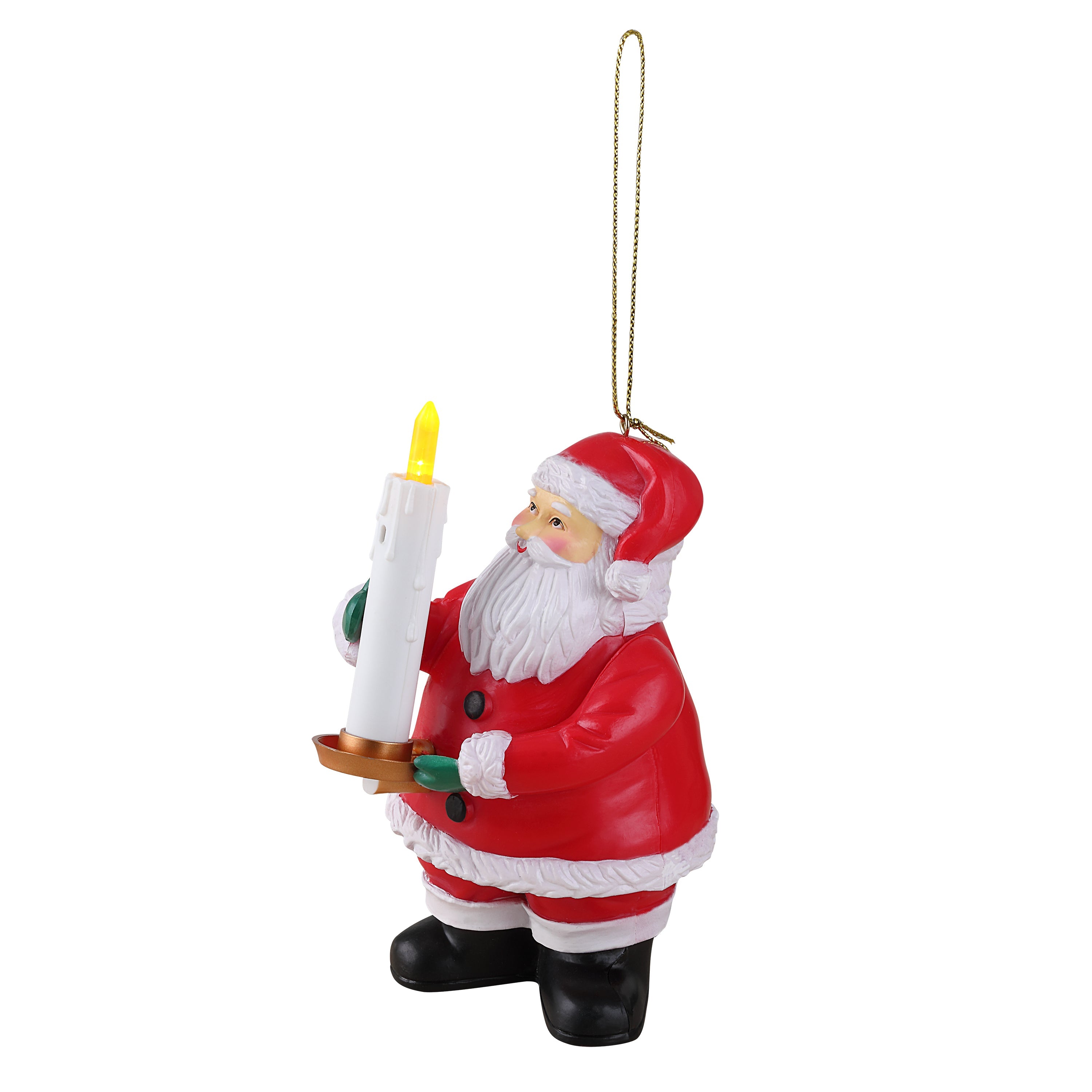 Side angle of Mr. Christmas Goodnight Lights Santa Tree Light Controller showing candle and festive details