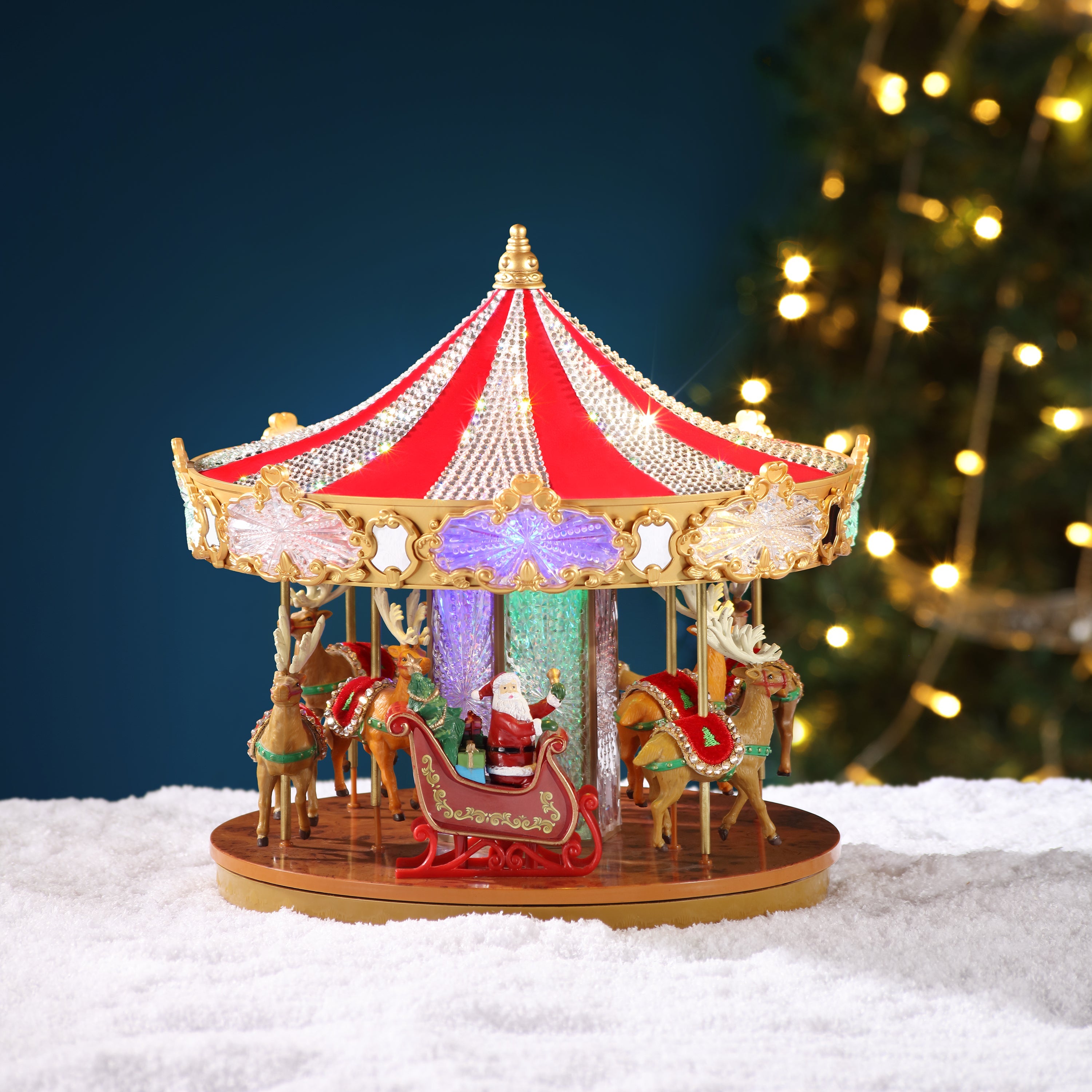 レトロ な クリスマス　飾り holiday carousel Amazon.com: Mr. Christmas Vintage Carousel Christmas