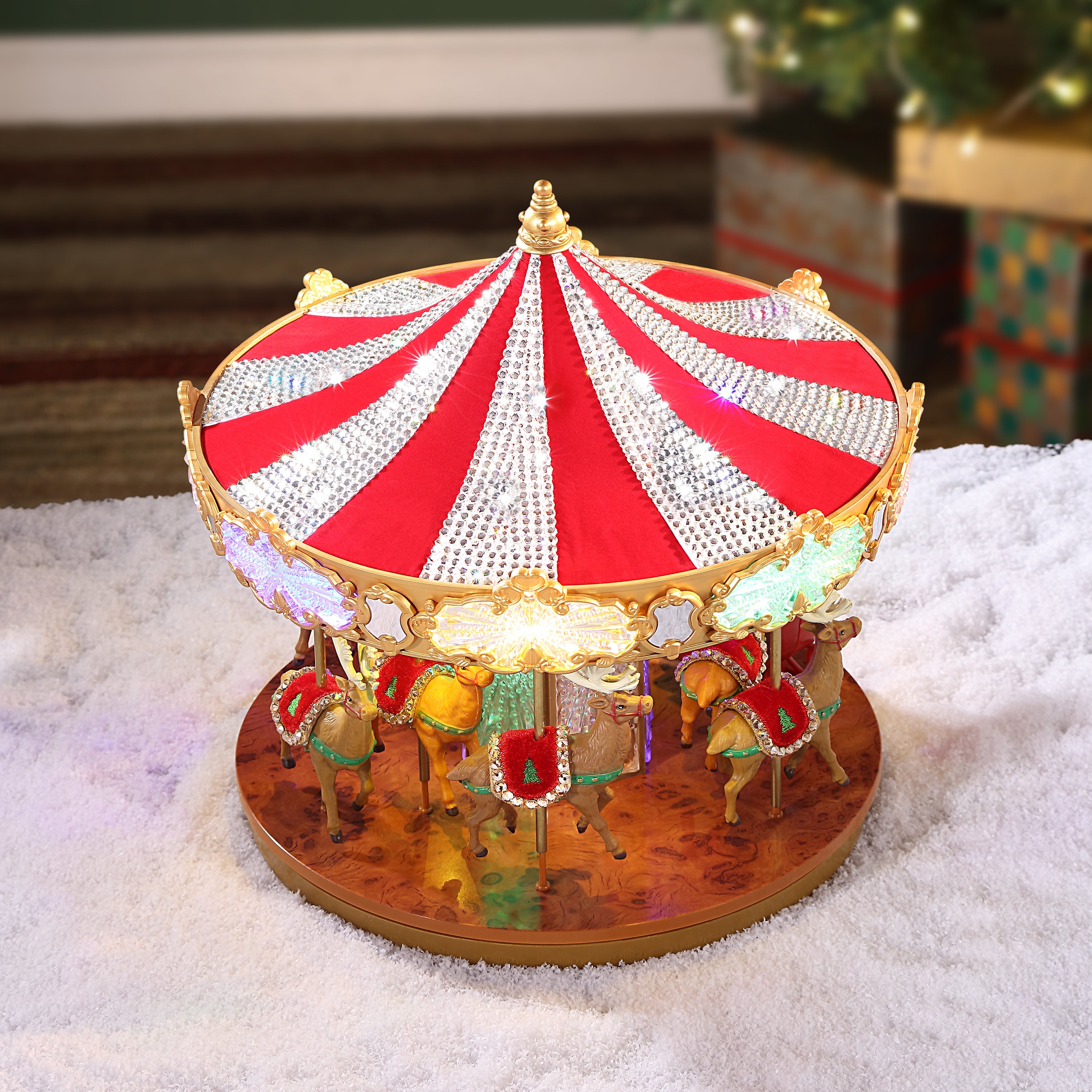12 in. Animated Crystal Very Merry Carousel – Mr. Christmas