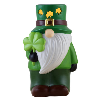 Mr. Lucky 10" Illuminated Ceramic Gnome - Mr. Christmas