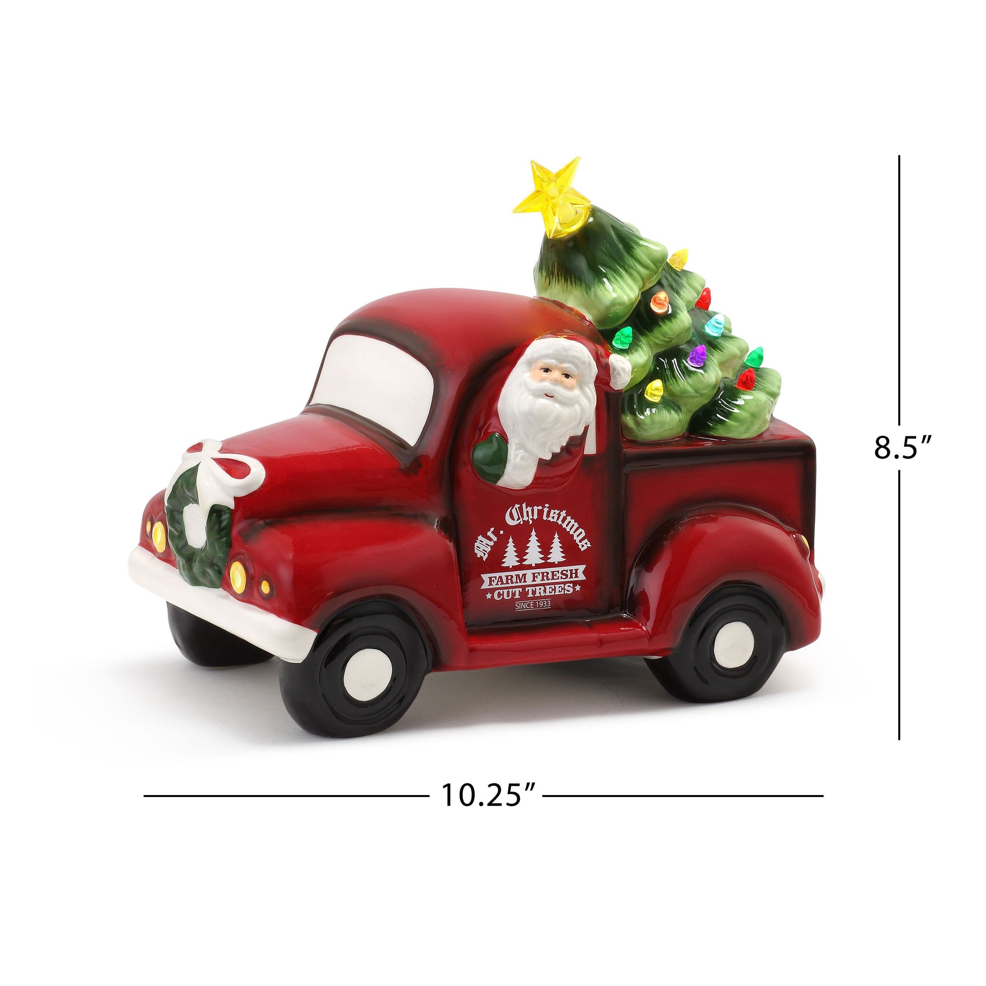 Personalized 10 in. Nostalgic Ceramic Truck - White Santa - Mr. Christmas