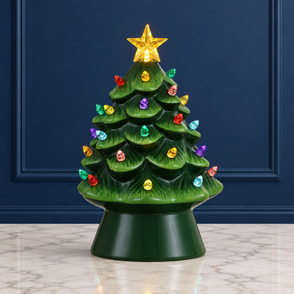 Personalized 8 in. Nostalgic Ceramic Tree - Green - Mr. Christmas