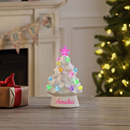 Personalized 8 in. Nostalgic Ceramic Tree - White - Mr. Christmas