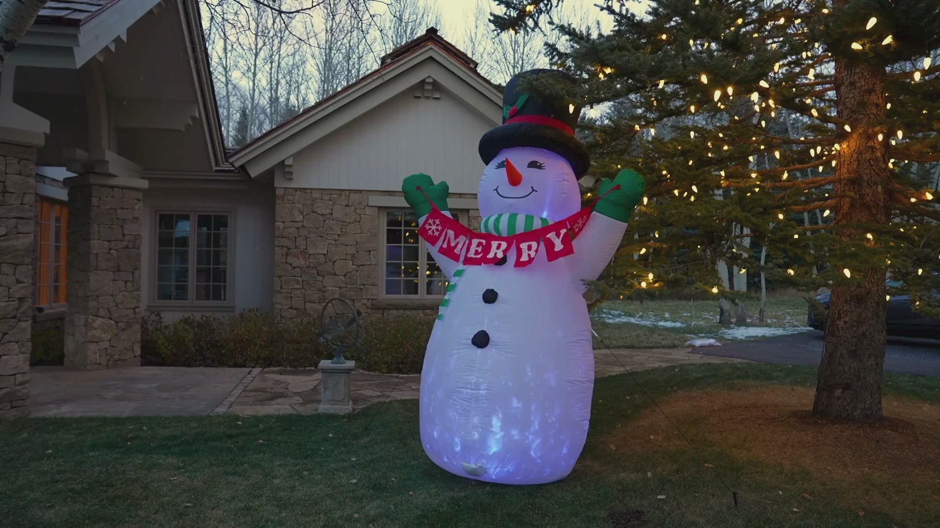 10 ft. Outdoor Lit Inflatable - Merry Snowman