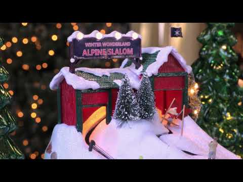 Load video: 15 in. Animated Winter Wonderland Alpine Slalom
