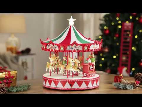 レトロ な クリスマス　飾り holiday carousel 14 in. Animated Vintage Carousel – Mr. Christmas
