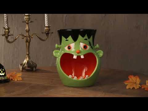 Load video: 11.5&quot; Motion Activated Ceramic Frankenstein Candy Bowl Video
