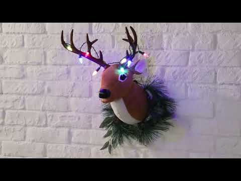 20" Motion Activated LED Singing Reindeer Video