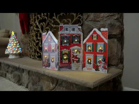 Load video: 15&quot; Illuminated Folding Scene - Christmas Trees Video