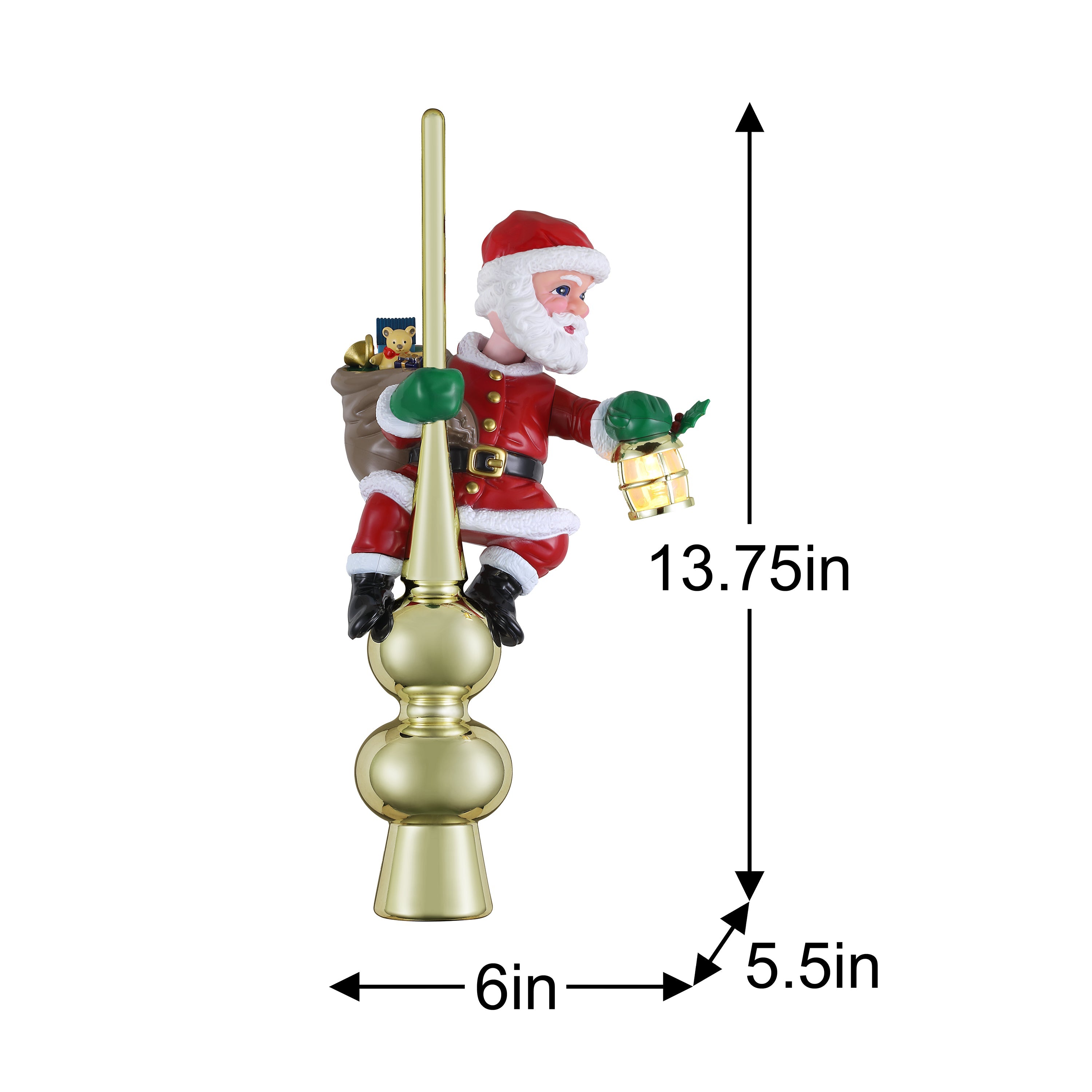 Santa with Lantern Topper - Mr. Christmas
