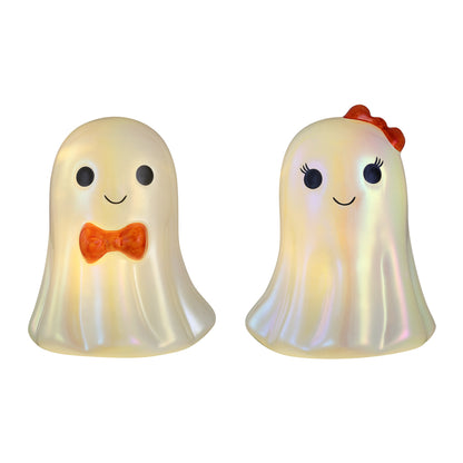Set of 2 Mini Pearlized Glass Ghost Couple - Mr. Christmas