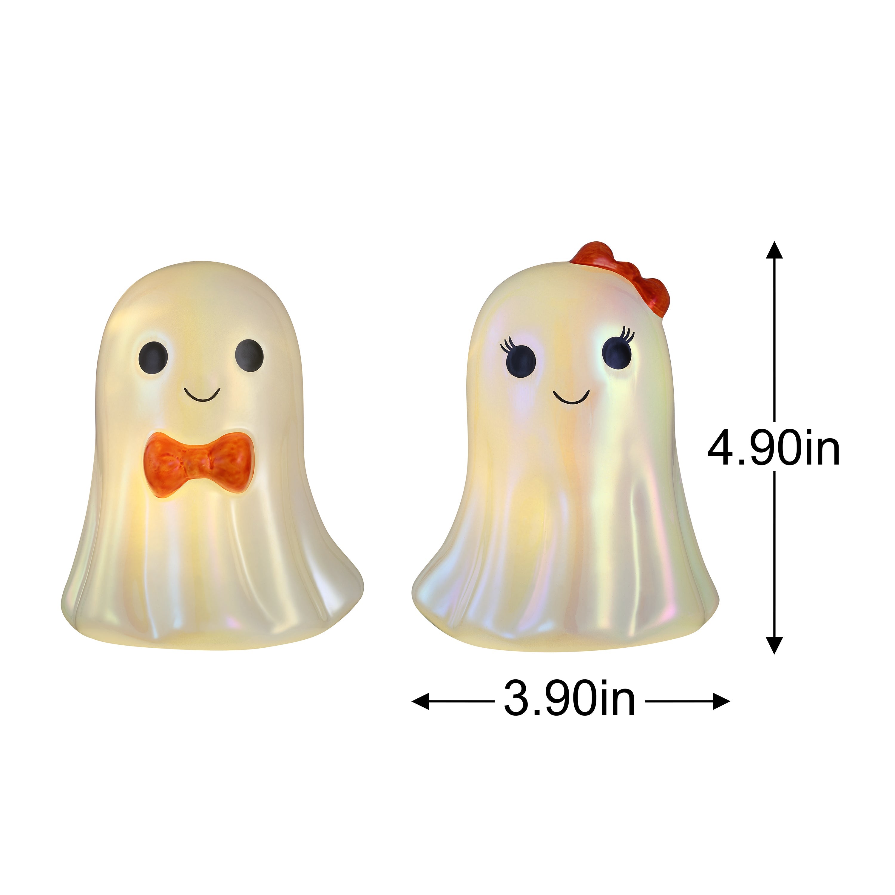 Set of 2 Mini Pearlized Glass Ghost Couple - Mr. Christmas