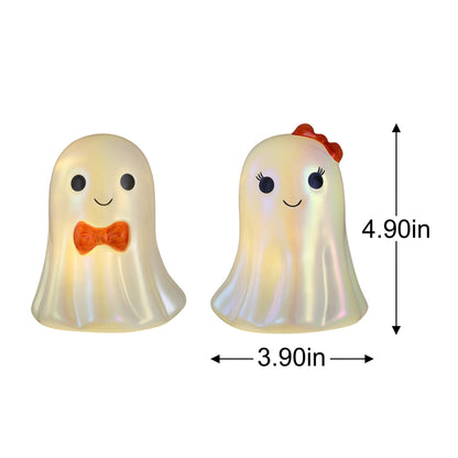 Set of 2 Mini Pearlized Glass Ghost Couple - Mr. Christmas