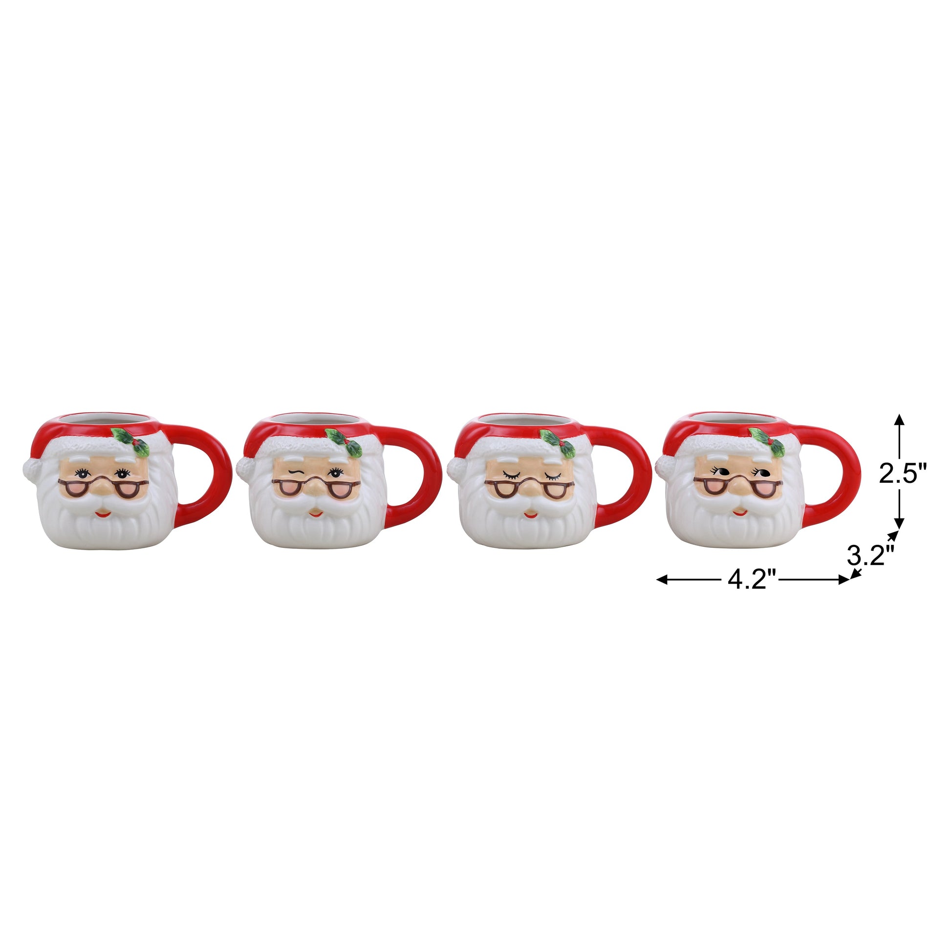 Set of 4 Espresso Mugs - Santa - Mr. Christmas