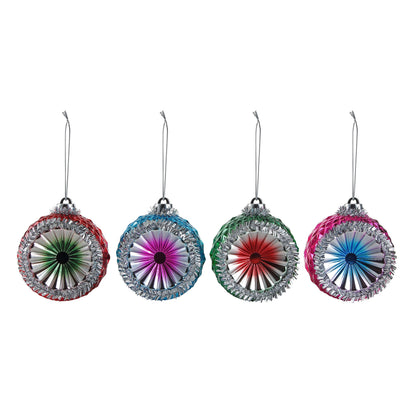 Set of 4 Reflective Ornaments with Tinsel - Mr. Christmas