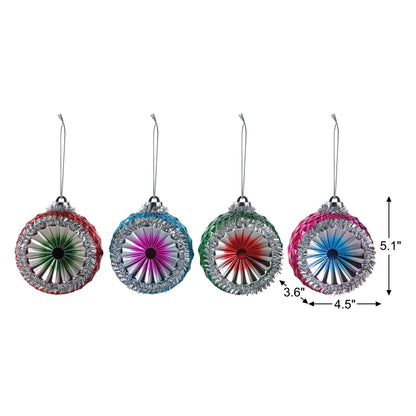 Set of 4 Reflective Ornaments with Tinsel - Mr. Christmas