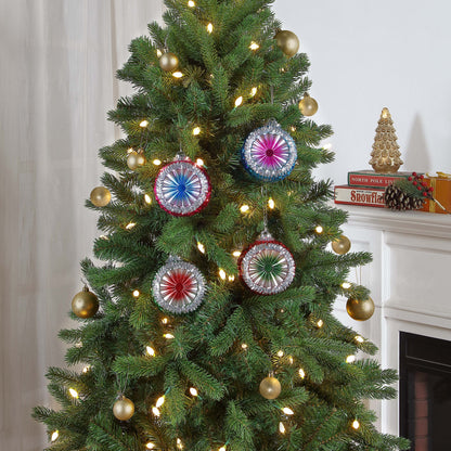 Set of 4 Reflective Ornaments with Tinsel - Mr. Christmas