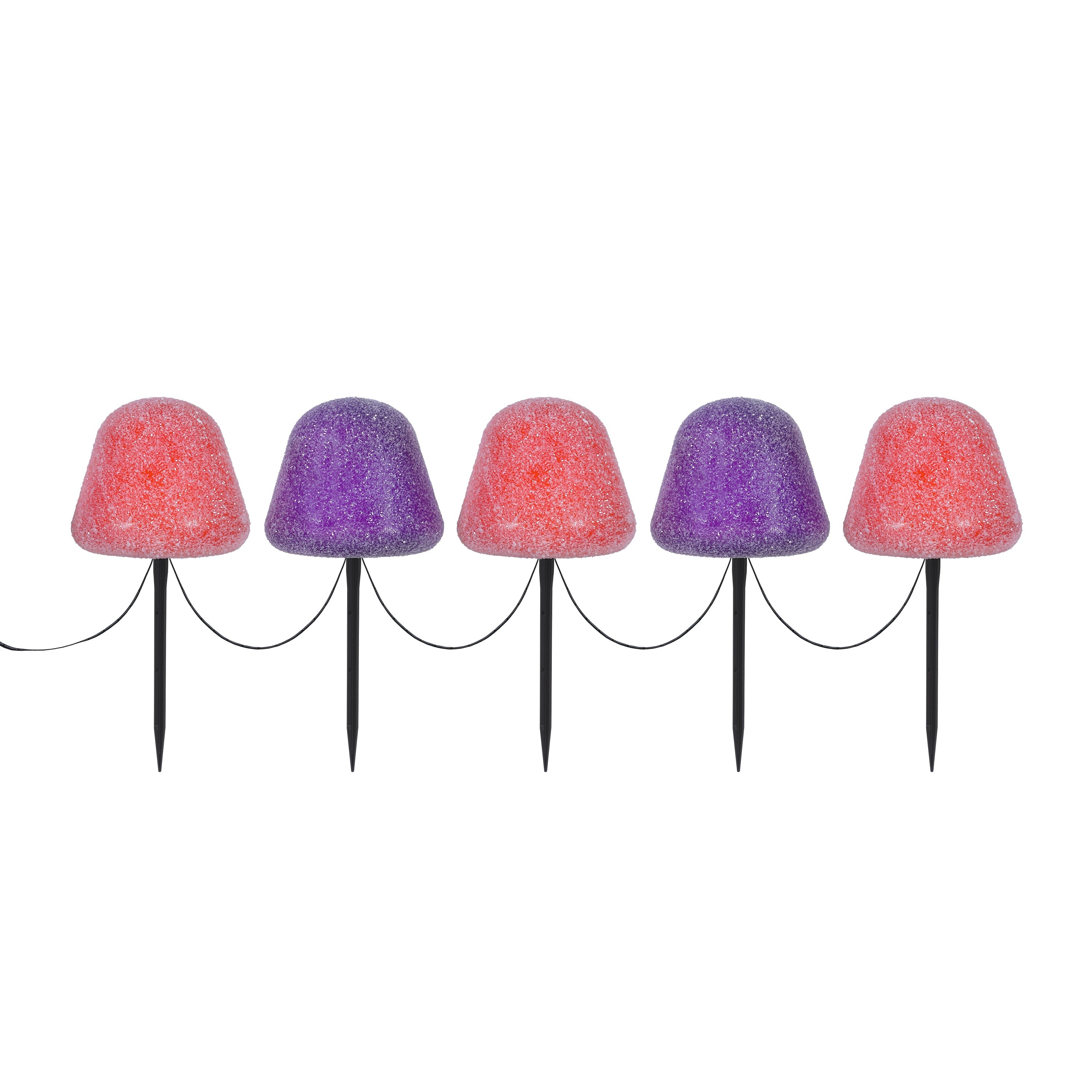 Set of 5 LED Gumdrop Pathway Lights - Orange and Purple - Mr. Christmas