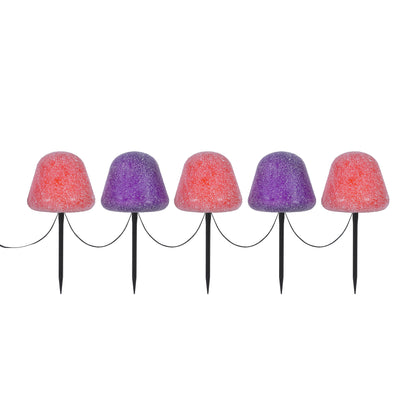Set of 5 LED Gumdrop Pathway Lights - Orange and Purple - Mr. Christmas
