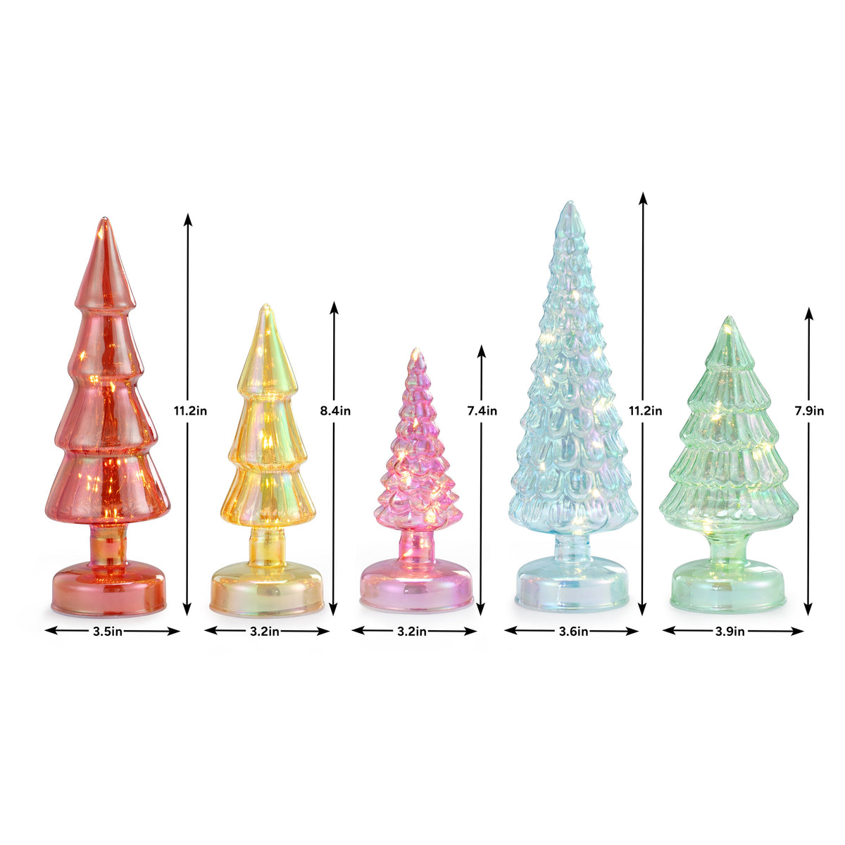 Set of 5 Twinkling Trees - Multicolored - Mr. Christmas