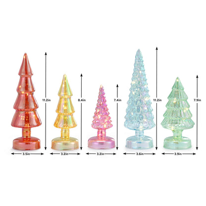 Set of 5 Twinkling Trees - Multicolored - Mr. Christmas