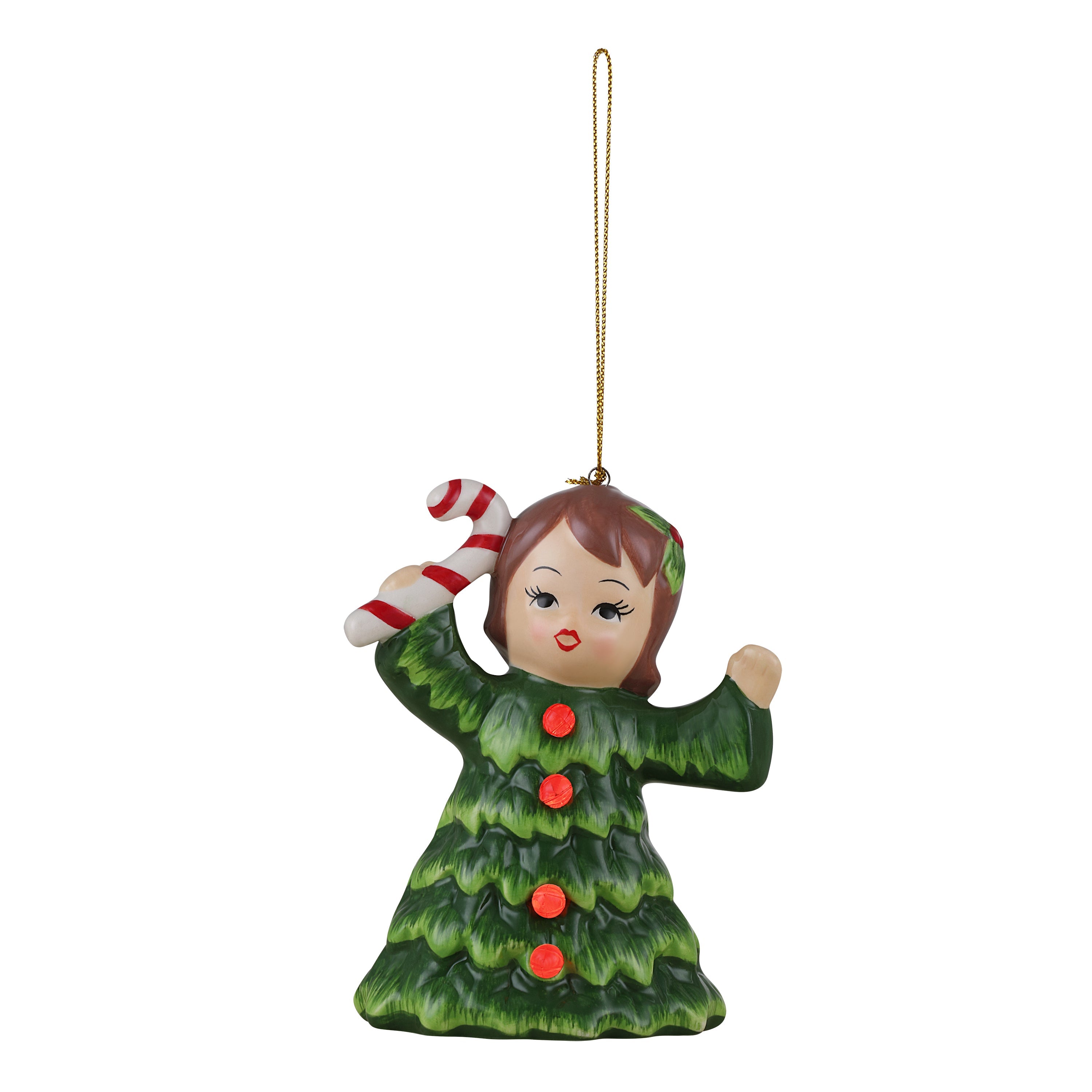 Vintage Christmas Kid Ornament - Tree Girl with Candy - Mr. Christmas