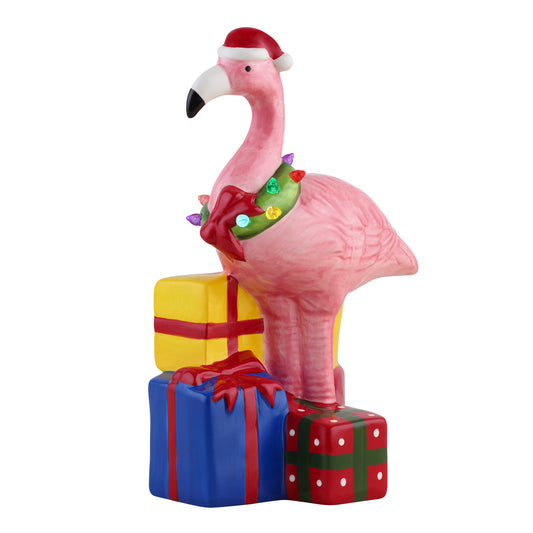 10" Ceramic Beach Flamingo - Mr. Christmas