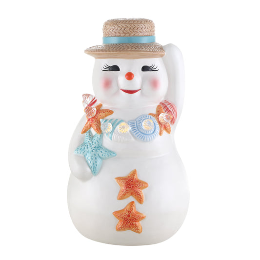 10" Ceramic Beach Snowman - Mr. Christmas