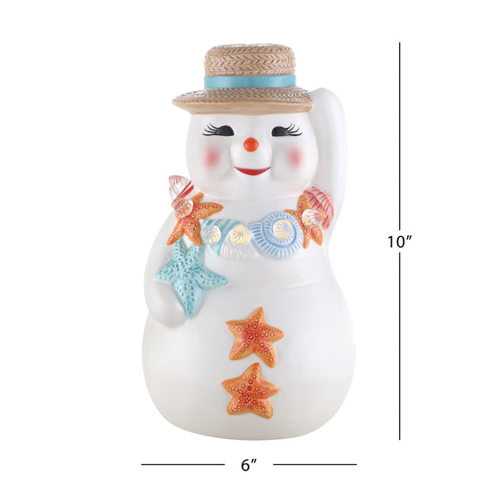 10" Ceramic Beach Snowman - Mr. Christmas