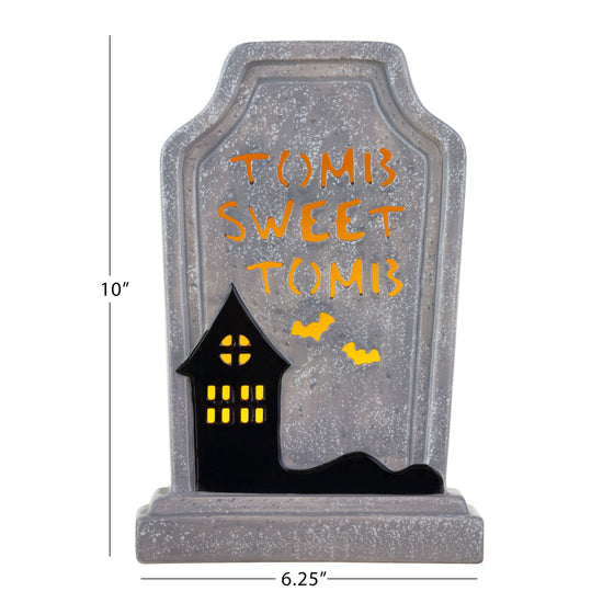 10" Ceramic LED Tombstone - Tomb Sweet Tomb - Mr. Christmas